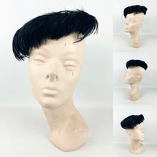 Load image into Gallery viewer, Original 1950's Inky Black Cocktail Hat in Velvet and Feather *