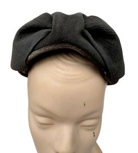 Load image into Gallery viewer, Original 1950's Mitzi Lorenz Charcoal Grey Felt and Velvet Hat with Large Bow Trim