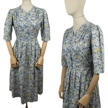 Load image into Gallery viewer, Original Late 1940's Early 1950's Grey, Blue, Mustard and White Cotton Day Dress - Bust 38 *