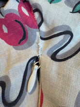 Load image into Gallery viewer, Original 1950's Vibrant Cotton Dress in White, Blue, Black and Pink Cherry Print - Bust 34 35 *