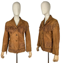 Load image into Gallery viewer, Original 1950's Tan Suede Fringed Jacket by Desert Suedes of California - Bust 34 *