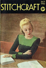 Load image into Gallery viewer, 1940s Reproduction Long Sleeved Jumper in Cherry Red and Light Grey with Frill Trim - Bust 34 36