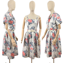 Load image into Gallery viewer, 1950's Horrockses Belted Dress and Bolero Set with Pockets - Bust 34"  Waist 25" *