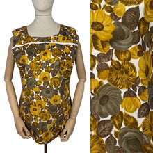Load image into Gallery viewer, Original 1950's Autumnal Print Summer Tunic in Brown and Orange on White - Bust 38 40