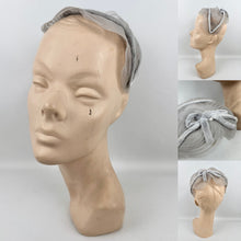 Load image into Gallery viewer, Original 1950's Pale Grey Nylon and Velvet Half Hat with Bow