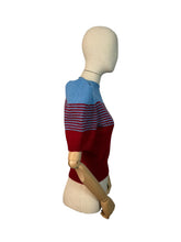 Load image into Gallery viewer, Reproduction 1940's Striped Jumper in Ruby Red and Niagra Blue with Full Pull Sleeves - Bust 34 35