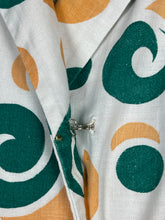 Load image into Gallery viewer, Original Late 1940’s or Early 1950’s Peplum Blouse in Green, Orange and White - Bust 34 36
