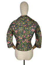Load image into Gallery viewer, Original 1950's Vibrant Floral Pure Silk Jacket in Green, Pink and Chartreuse - Bust 38