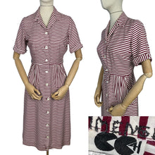 Load image into Gallery viewer, Original 1940’s CC41 Burgundy and White Floppy Cotton Day Dress with Pockets - Bust 36