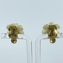 Load image into Gallery viewer, Vintage 1940's 1950's Carved Daffodil Brooch and Clip on Earring Set