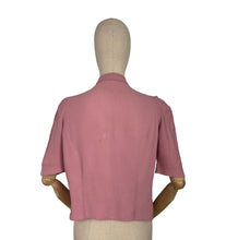 Load image into Gallery viewer, Wounded But Wearable Original 1940's Pink Crepe Blouse with Pin Tucked Front - Bust 36
