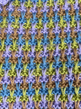 Load image into Gallery viewer, Reproduction 1940's Waffle Stripe Jumper in Brown, Blue, Green and Lavender Knitted from a Wartime Pattern - Bust 36 38 40