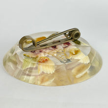 Load image into Gallery viewer, Original 1940's 1950's Reverse Carved Lucite Brooch with Flowers in a Vase - Delicate Pastel Shades *