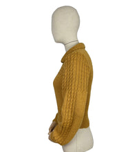 Load image into Gallery viewer, 1930's Reproduction Hand Knitted Long Sleeved Cable Jumper in Mustard Using Beautifully Soft Alpaca - Bust 34 36 38