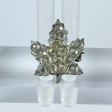 Load image into Gallery viewer, Teeny Original 1940's 1950's Canadian Maple Leaf Brooch Set with Clear Paste
