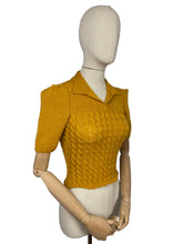 Load image into Gallery viewer, 1940's Reproduction Twisted Cable and Rib Jumper in Mustard Pure Wool - Bust 32 33 34 *