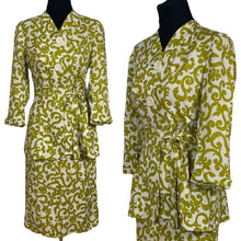 Load image into Gallery viewer, Original Late 1940’s Early 1950’s Two Steeples Moyashel Linen Belted Suit in Green and White - Bust 32 33 *