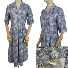 Load image into Gallery viewer, Original 1940's CC41 Heavy Linen Dress in Blue, Black and White - Bust 35 36