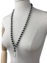 Load image into Gallery viewer, Gorgeous Vintage French Jet and White Glass Necklace - Cream and Black Circular Glass Beads with White Droplet