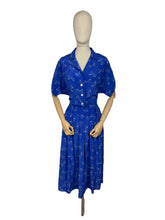 Load image into Gallery viewer, Reproduction Volup 1940's 1950's Novelty Print Pure Silk Dress in Blue with White Polka Dot Bows - Bust 40 42 *