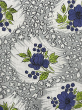 Load image into Gallery viewer, Original 1940's Grey, White, Blue and Green Cotton Summer Dress with Floral Print - B36
