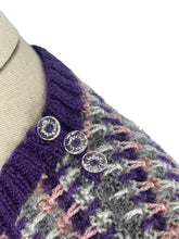 Load image into Gallery viewer, Reproduction 1940's Waffle Stripe Jumper in Purple, Pink and Grey Knitted from a Wartime Pattern - Bust 36 38 40