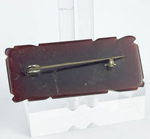 Load image into Gallery viewer, Original 1940's Carved Bakelite Bar Brooch in Burgundy