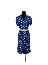 Load image into Gallery viewer, Original 1940's Blue and White Polka Dot Belted Dress and Matching Shorts and Top Playsuit - Bust 34 *