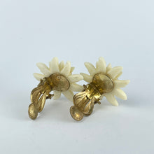 Load image into Gallery viewer, Vintage 1940's 1950's Carved Bovine Bone Edelweiss Clip On Earrings
