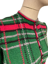 Load image into Gallery viewer, Late 1930's Reproduction Hand Knitted Long Sleeved Ski Jacket in Bottle Green, Cranberry Red, Slate Grey and Black Pure Wool - Bust 38