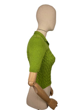 Load image into Gallery viewer, 1940's Reproduction Twisted Cable and Rib Jumper in Primavera Green Pure Wool - Bust 32 33 34