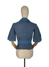 Load image into Gallery viewer, Reproduction 1930's Belted Jumper Hand Knitted from a 1936 Pattern in Blue and Brown