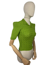 Load image into Gallery viewer, 1940's Reproduction Twisted Cable and Rib Jumper in Primavera Green Pure Wool - Bust 32 33 34