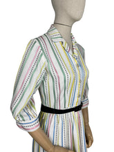 Load image into Gallery viewer, Original 1950's Fara-head Pastel Stripe Day Dress in Pink, Green, Yellow and Blue - Bust 36 37
