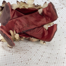 Load image into Gallery viewer, Original 1950's Brown and Cream Floral Half Hat with Veil *
