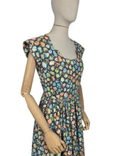 Load image into Gallery viewer, Original 1950's Classic Cotton Day Dress in Green, Blue, Orange and Grey Abstract Print - Bust 36 *