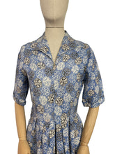 Load image into Gallery viewer, Original 1940's CC41 Heavy Linen Dress in Blue, Black and White - Bust 35 36