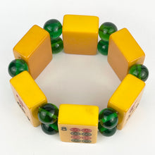 Load image into Gallery viewer, Bracelet Made from Vintage Bakelite Mahjong Playing Pieces with Green Spacers