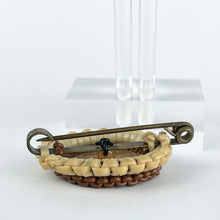 Load image into Gallery viewer, Original 1940's Brown and Cream Make Do and Mend Brooch Cameo Button Middle
