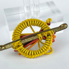 Load image into Gallery viewer, Original 1940's Yellow, Blue, Red and Orange Make Do and Mend Brooch with Flower Cluster