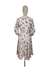Load image into Gallery viewer, Original 1950’s Pretty Pink Roses Print Dress in Fine Stripe - Bust 34