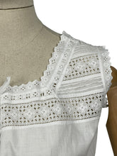 Load image into Gallery viewer, Antique Irish Made White Cotton Chemise with Broderie Anglaise Trim - Bust 34 36 *