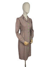 Load image into Gallery viewer, Original 1940's Thick Cotton CC41 Chore Dress in Green, Red and White - Bust 38