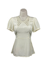 Load image into Gallery viewer, Original 1930’s Natural Silk Blouse with Belt, Mother of Pearl Buttons and Faggoting - Bust 30" 32"