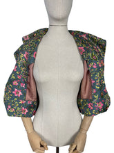 Load image into Gallery viewer, Original 1950's Vibrant Floral Pure Silk Jacket in Green, Pink and Chartreuse - Bust 38