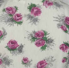 Load image into Gallery viewer, Original 1950’s Pretty Pink Roses Print Dress in Fine Stripe - Bust 34