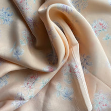 Load image into Gallery viewer, 1940's Peach Crepe Dressmaking Fabric with Honeysuckle Print in Purple, Blue and Pink - 35" x 32" - No.14