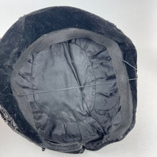 Load image into Gallery viewer, Original 1950's Blue and Black Cotton Velvet Cocktail Hat with Beading - Great Evening Hat *