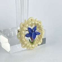 Load image into Gallery viewer, Original 1940's 1950's Carved Bovine Bone Gentian Circlet Brooch