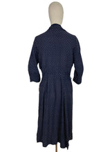 Load image into Gallery viewer, Original 1940's Classic Blue and White Polka Dot Day Dress - Bust 38
